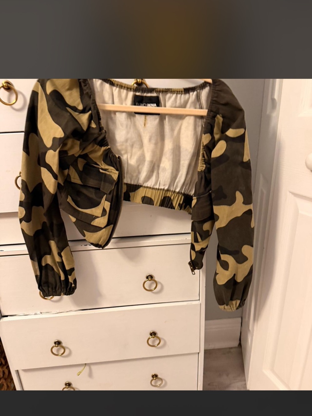 Camo Cropped Bomber Jacket - Olive Camo